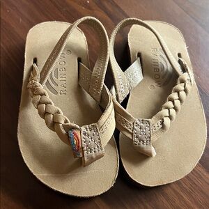 Rainbow Tan Braided Flip-Flops